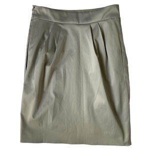 Rolando Santana Satin Midi Pencil Skirt with Pleated Details and Pockets - 4